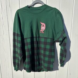 Disneyland Green & Black Plaid Holiday Christmas Spirit Jersey XS